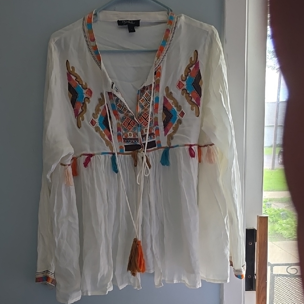 Bohemian White Embroidered Top